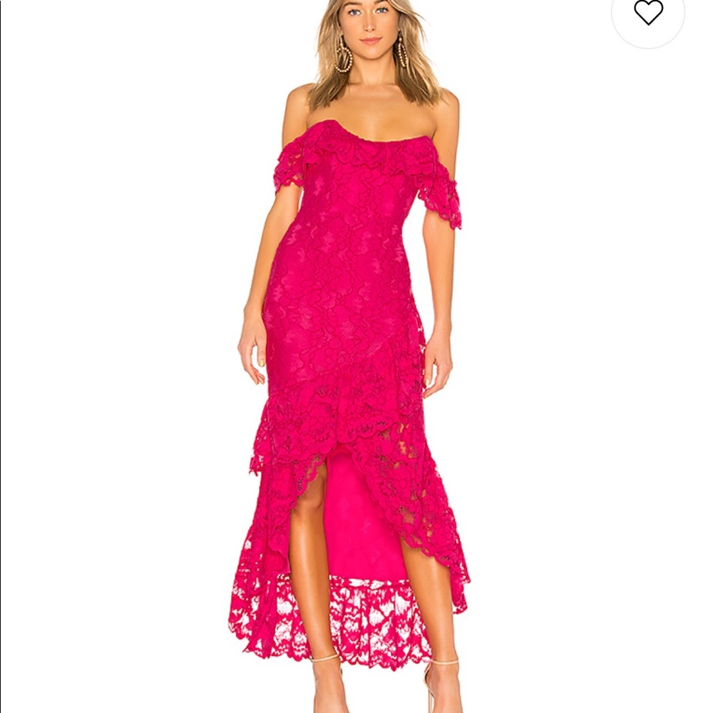 Lovers + Friends Lace gown in Hot Pink